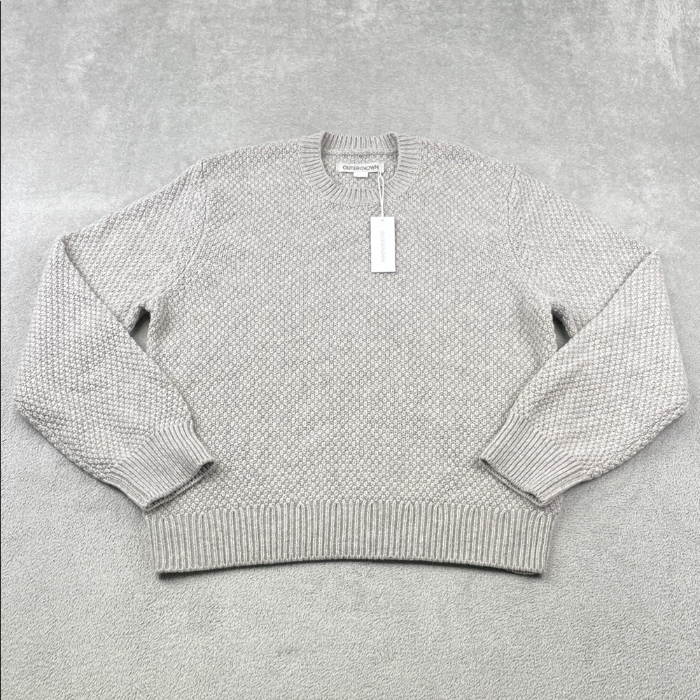 NEW Outerknown‎ XL100% Wool Harbor Knit Gray Textured Knit Sweater